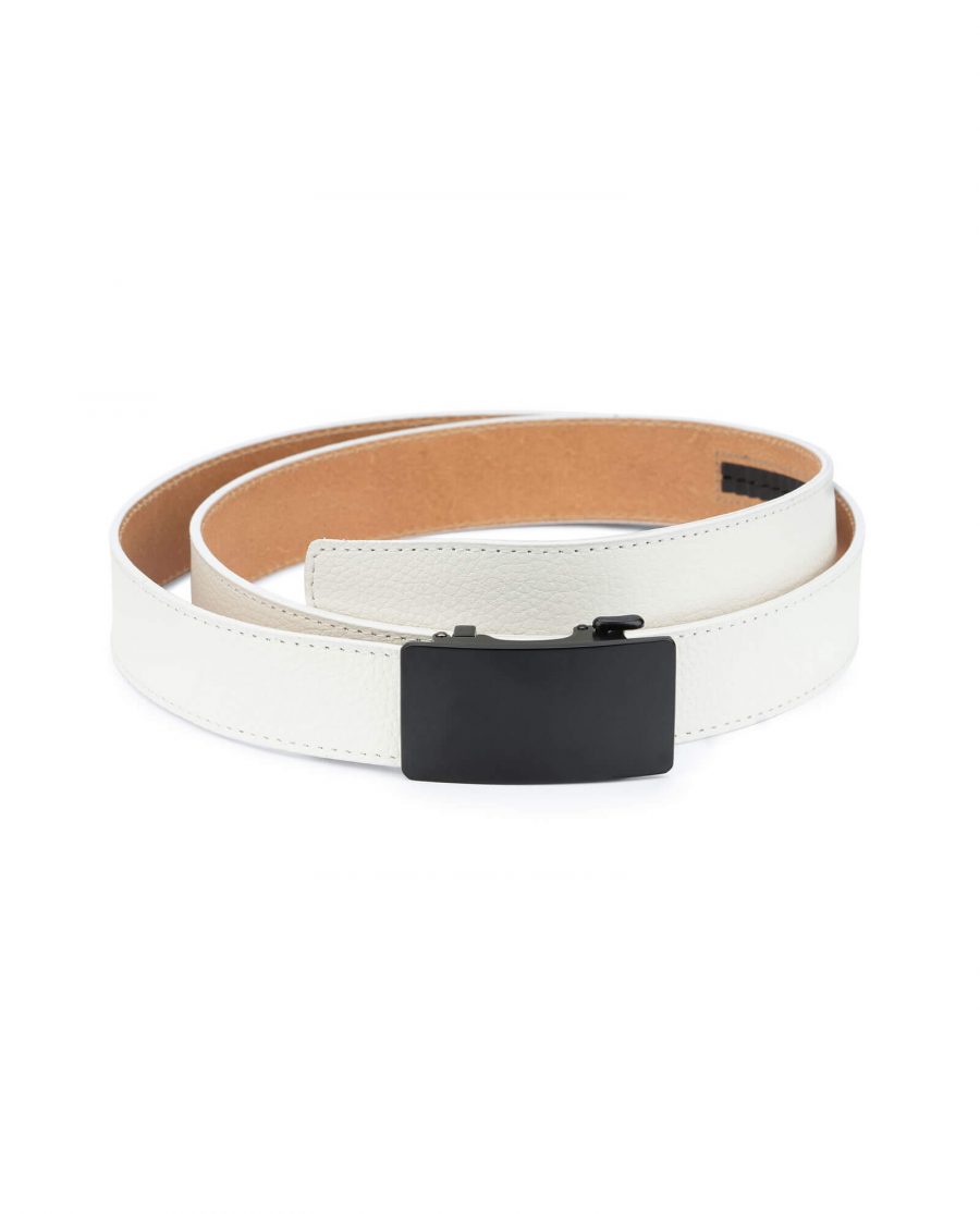Buy White Comfort Click Belt With Black Buckle | LeatherBeltsOnline.com