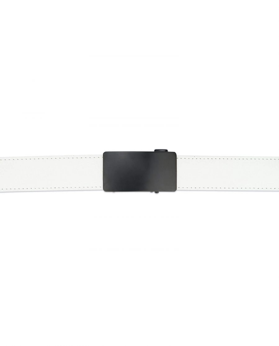 White comfort click belt with black buckle AUWH35BLPL 3