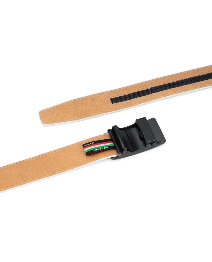 White comfort click belt with black buckle AUWH35BLPL 5