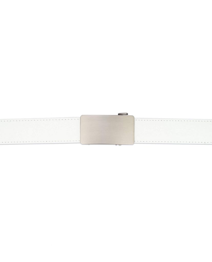 Buy White Ratcheting Leather Belt With Blank Buckle | LeatherBeltsOnline