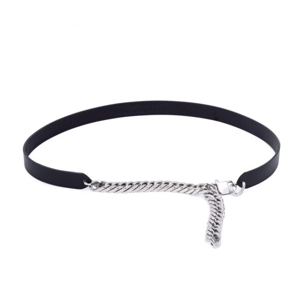 Womens Silver Chain Belt Genuine Leather