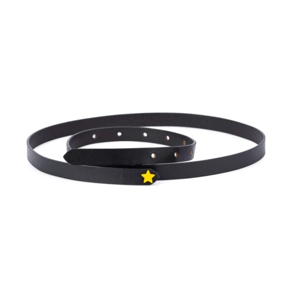 Womens Thin Dress Belt Black With Yellow Star 1