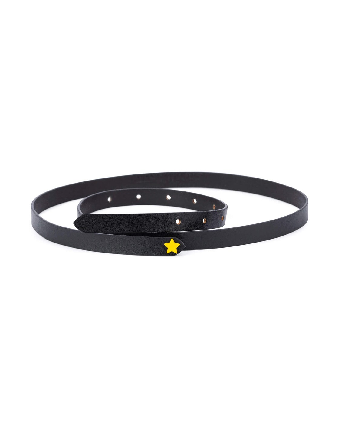 Buy Womens Thin Dress Belt | Black With Yellow Star | LeatherBeltsOnline