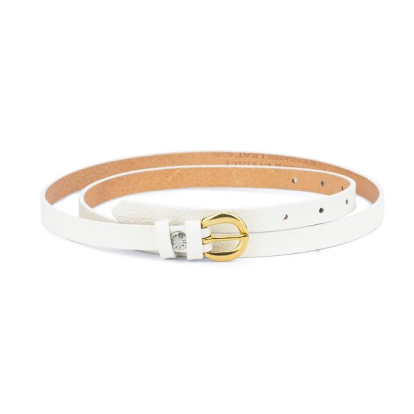 Womens White Belt With Gold Buckle 15 Mm Solid Brass 1