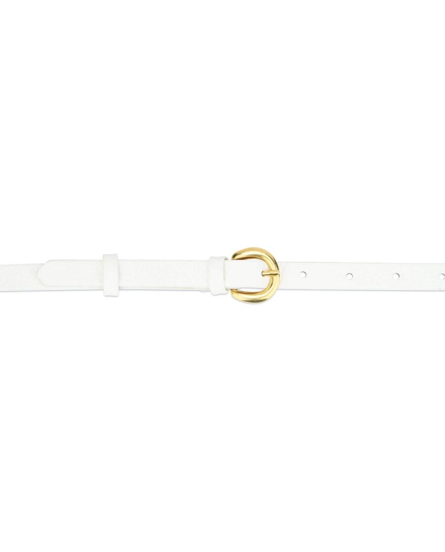 Womens White Belt With Gold Buckle 15 Mm Solid Brass 3