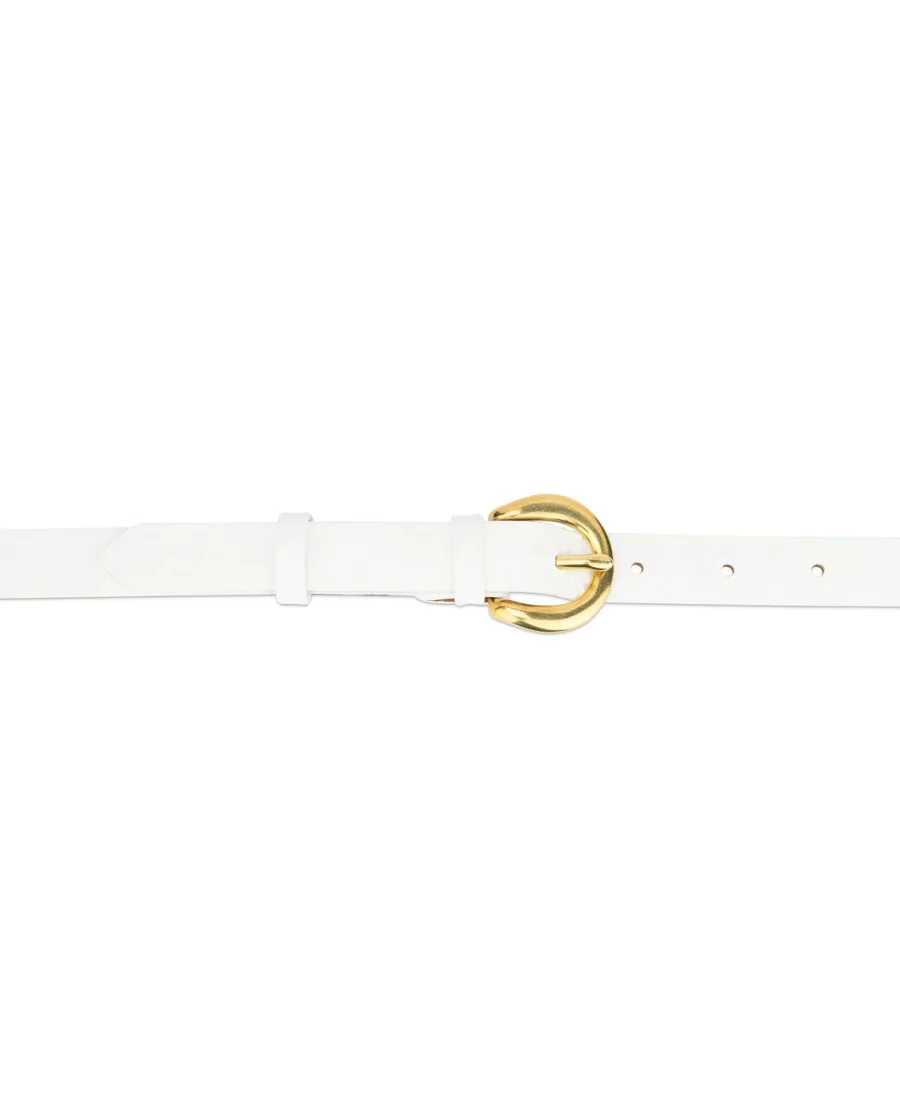 Womens White Belt With Gold Buckle 20 mm Brass 3