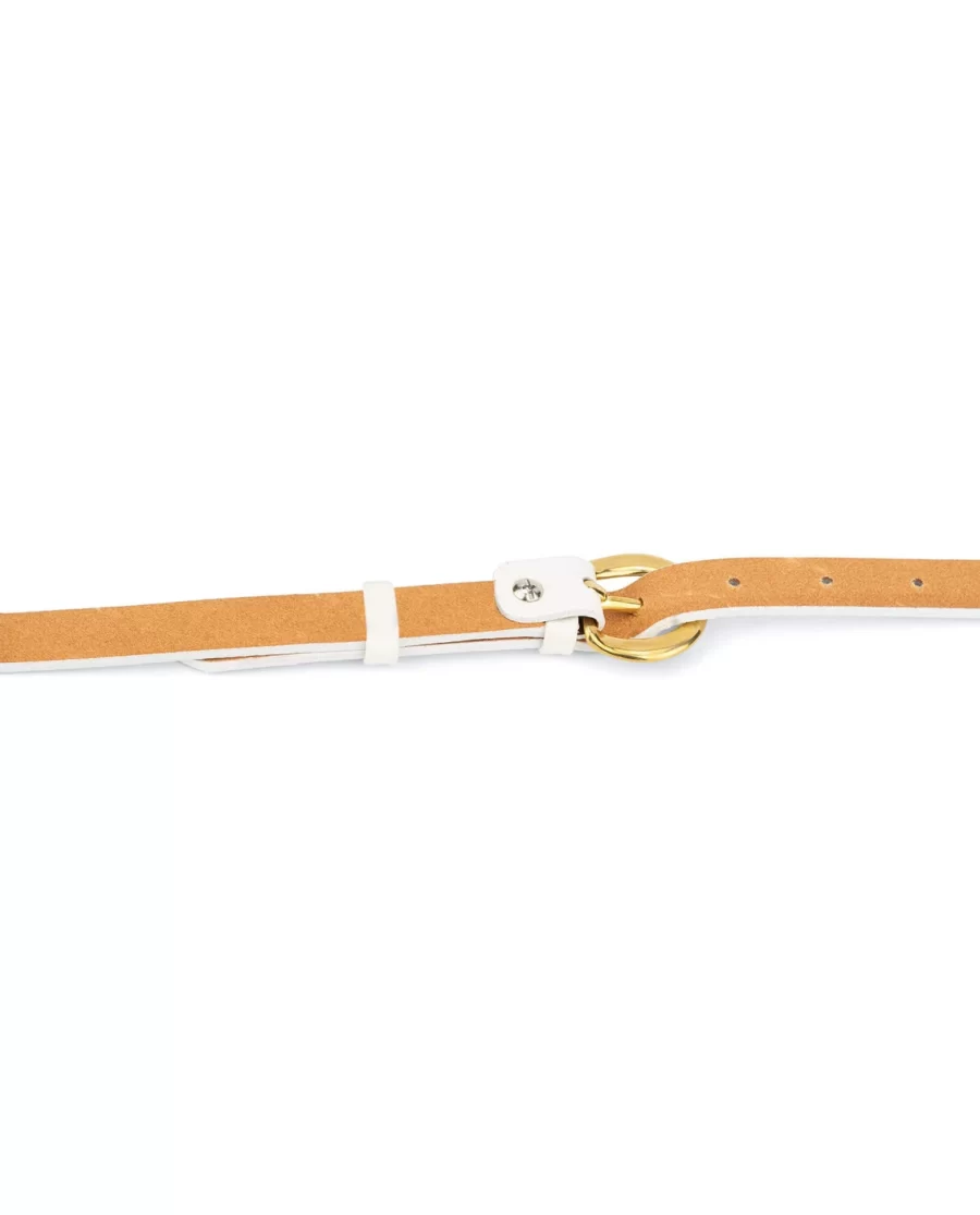 Womens White Belt With Gold Buckle 20 mm Brass 4