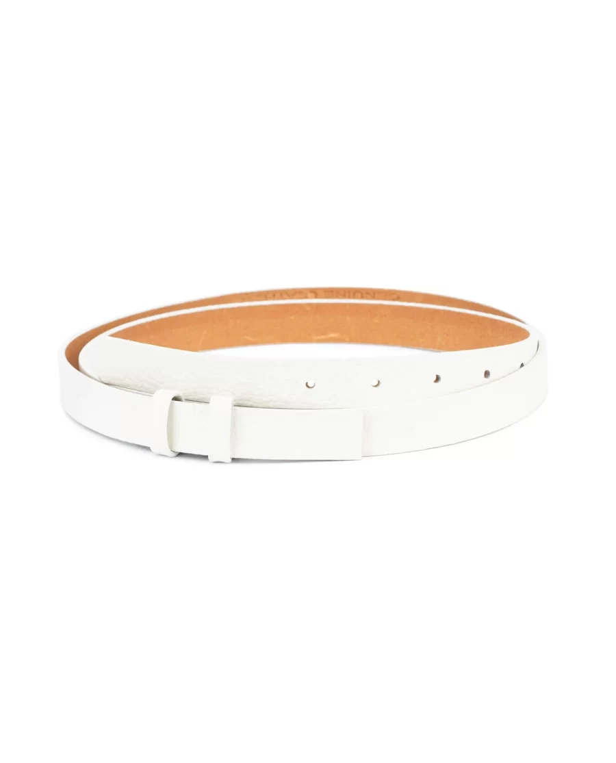 Womens White Leather Belt Strap 20 mm Replacement 1