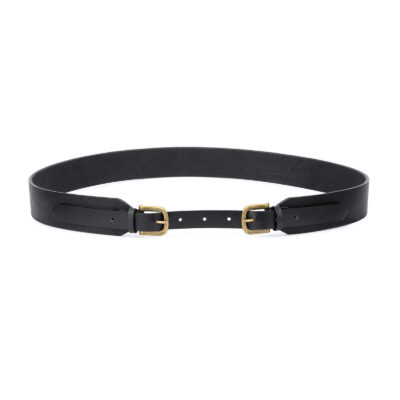bronze double buckle belt leather black 40 mm DBBL40BRON 1