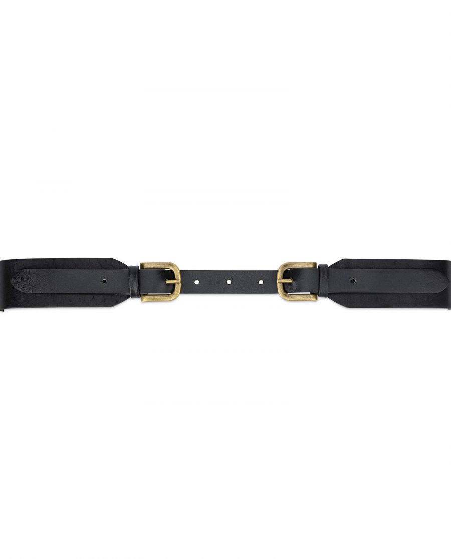 bronze double buckle belt leather black 40 mm DBBL40BRON 3