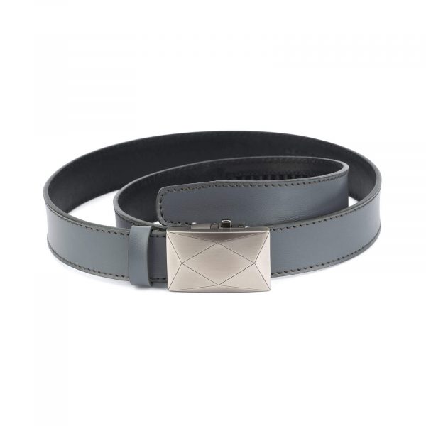 men s grey ratchet leather belt luxury buckle RTGR35ROGR 1