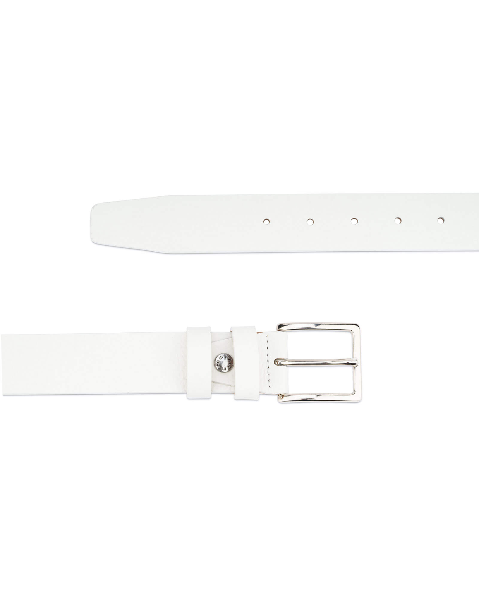 Buy Mens White Leather Belt With Classic Buckle | Capo Pelle