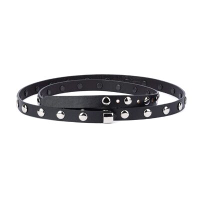 Black Studded Girls Leather Belt 1