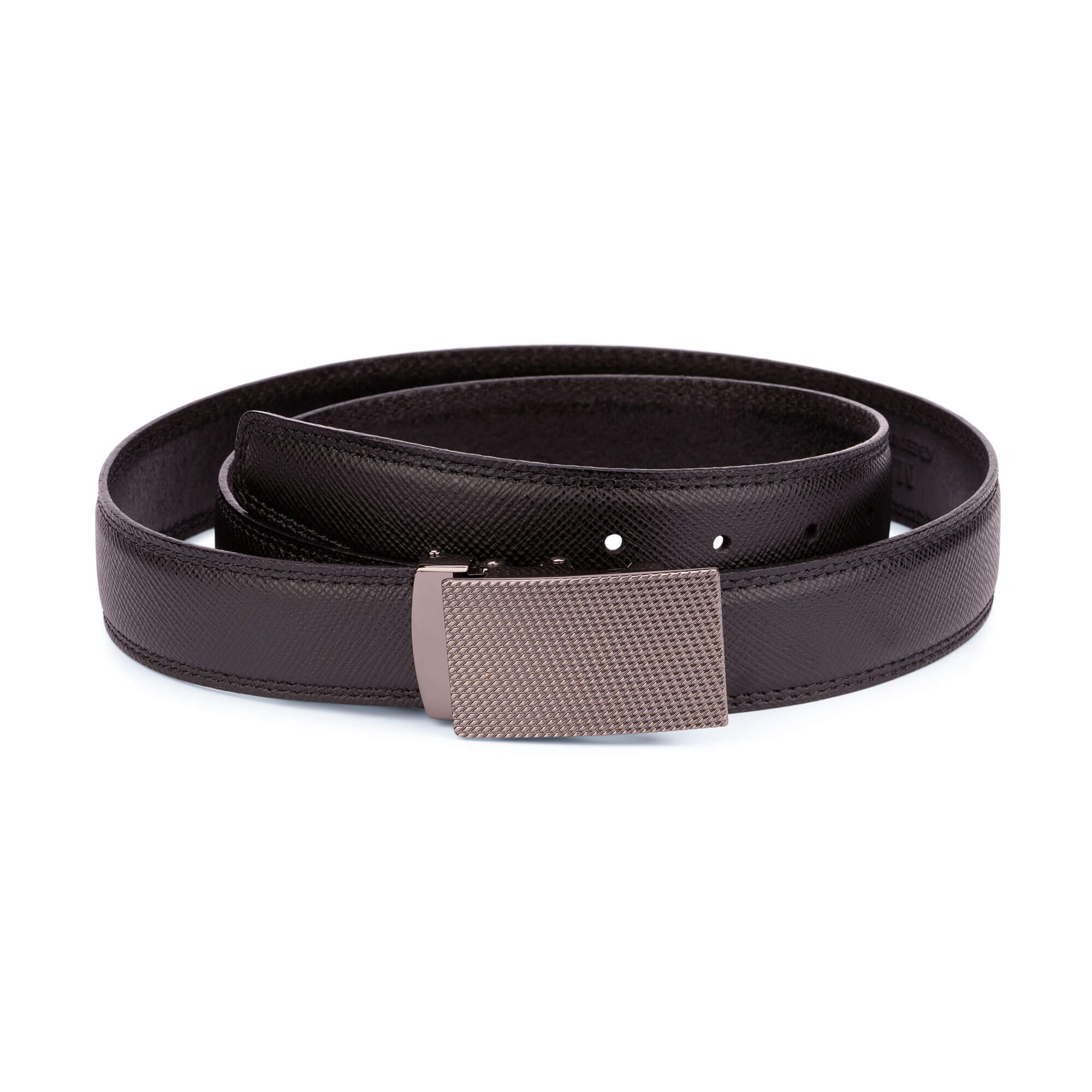 Buy Mens Black Saffiano Ratchet Strap Belt | LeatherBeltsOnline.com