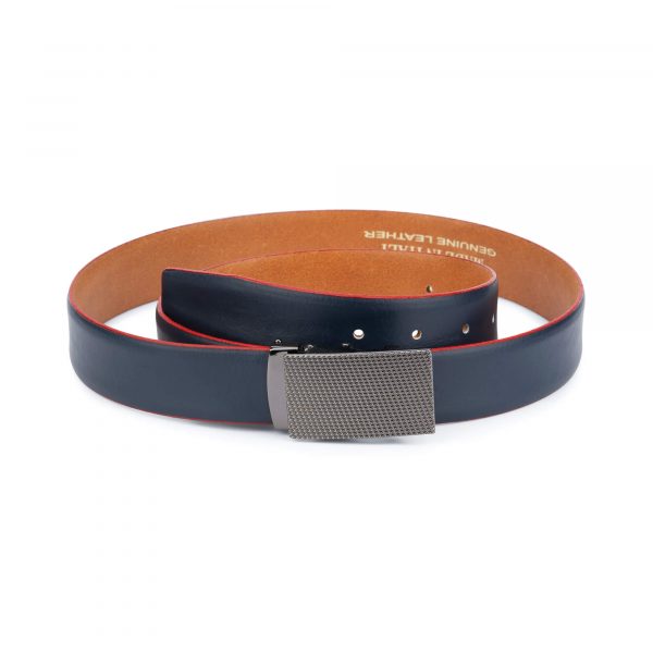 Ratchet navy leather mens belt 11