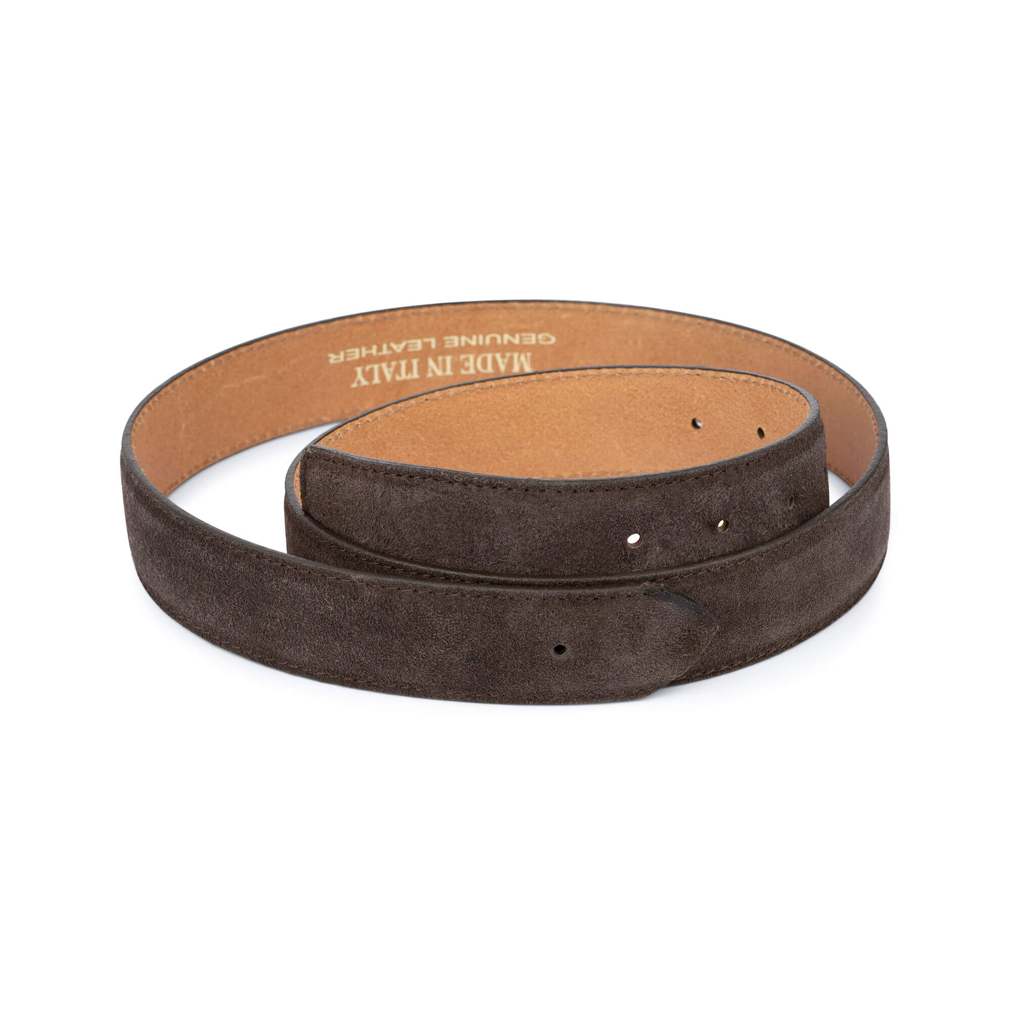 Vegan Suede Belt - Microfiber Non-Animal Belt With Round Gold Buckle