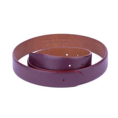 burgundy no buckle leather belt 1