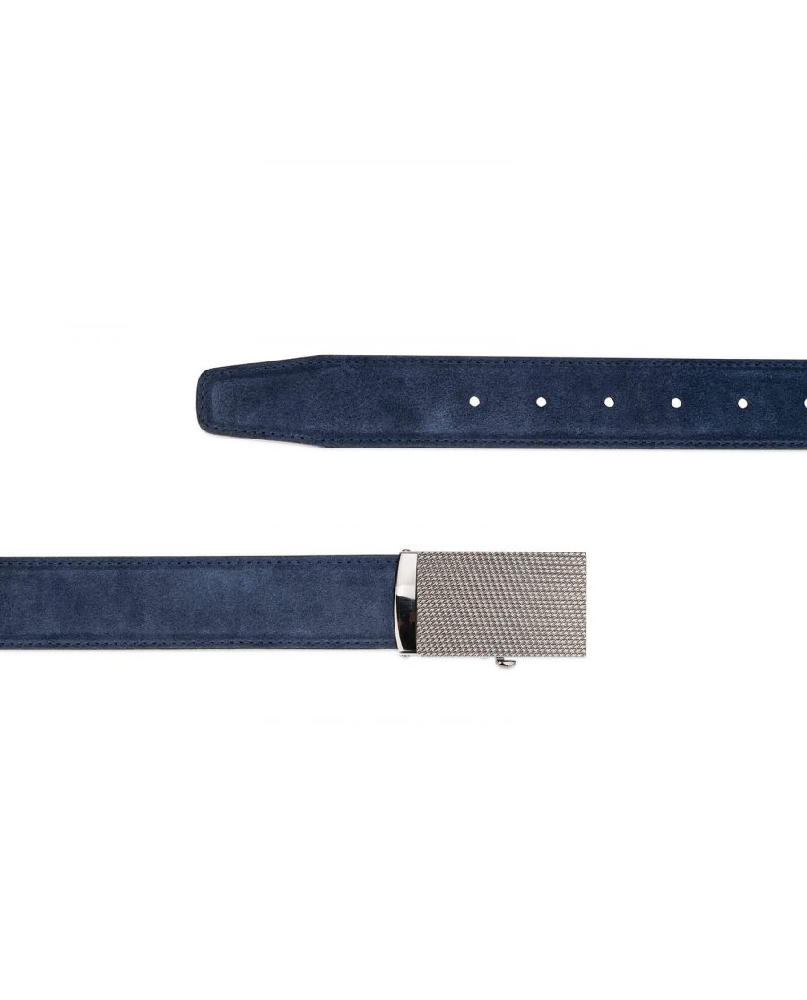 mens blue suede belt with slide buckle 3