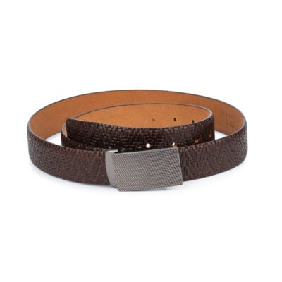 mens brown belt with slide buckle 1