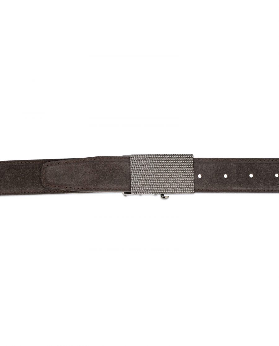 mens brown suede belt with slide buckle 4