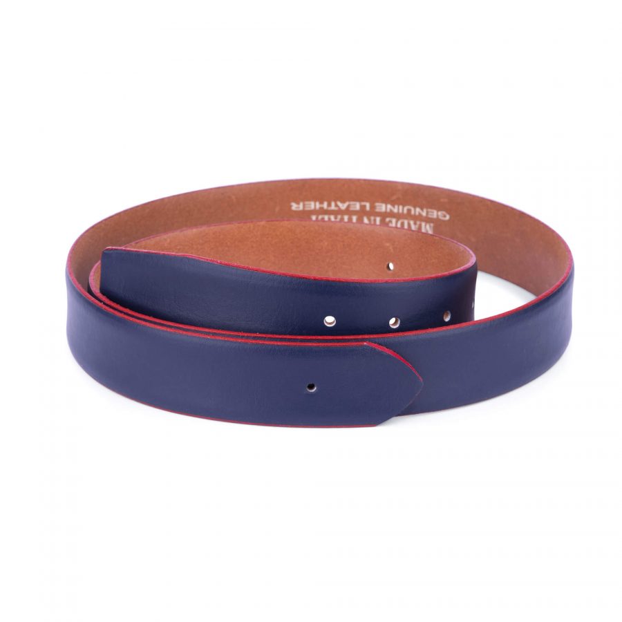 navy blue red belt leather no buckle 1