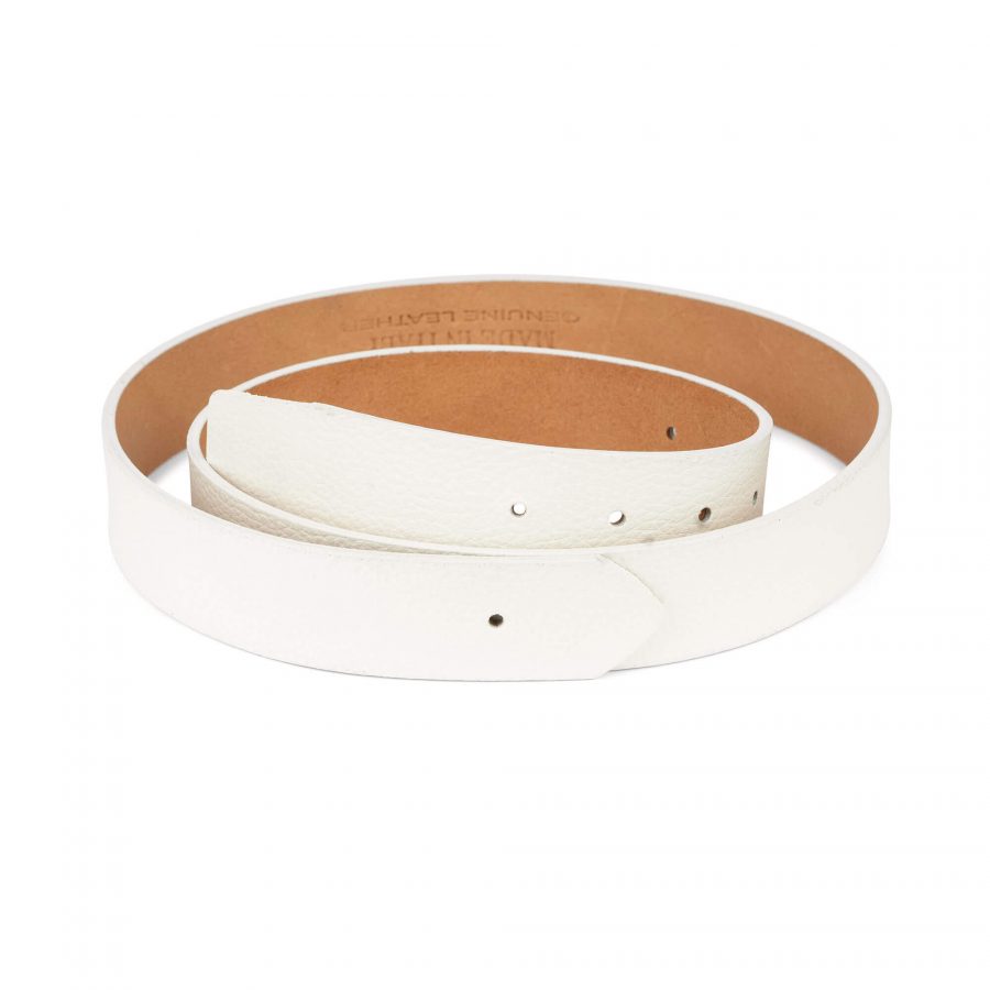 white leather belt with no buckle 35 mm 1