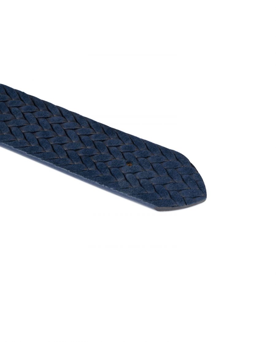 woven blue suede leather belt no buckle 4
