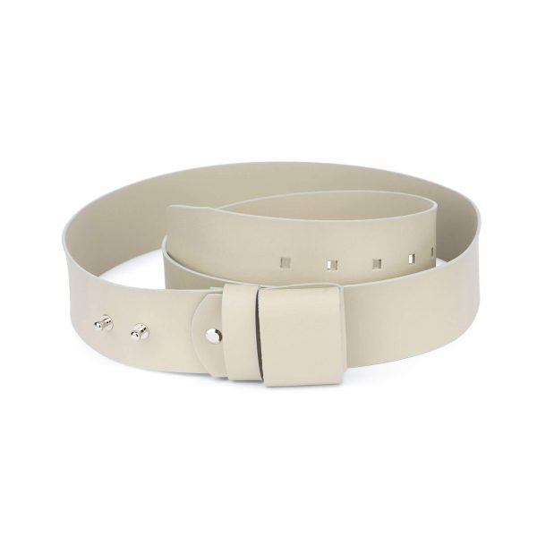 2 inch womens beige belt without buckle 1