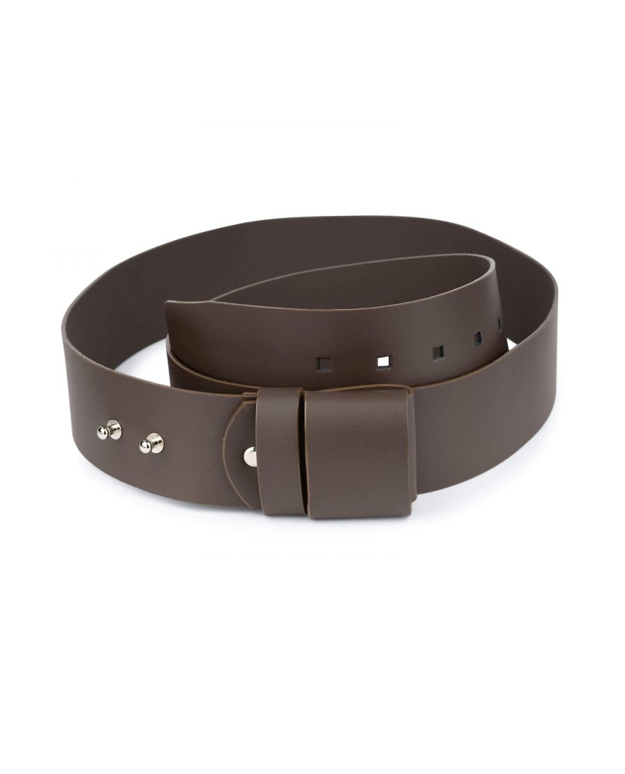 2 inch womens brown belt without buckle 1