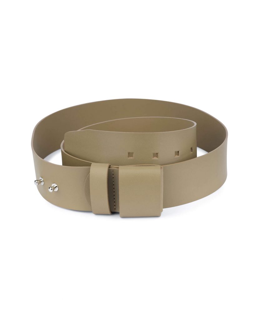 Buy Inch Womens Khaki Belt Without Buckle LeatherBeltsOnline - Main Image