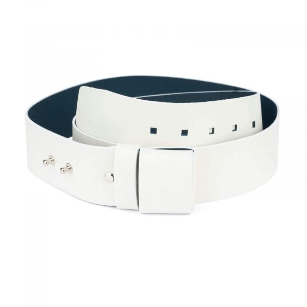 2 inch womens white belt without buckle 2