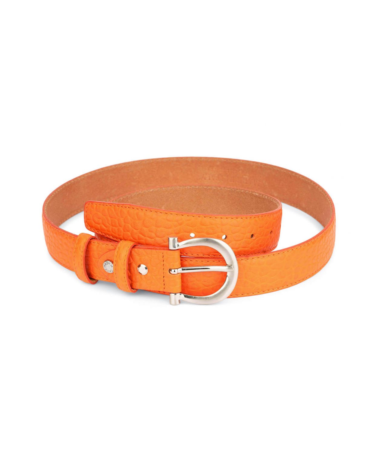 Buy Orange Womens Belt | Real Leather With Silver Buckle | LeatherBelts