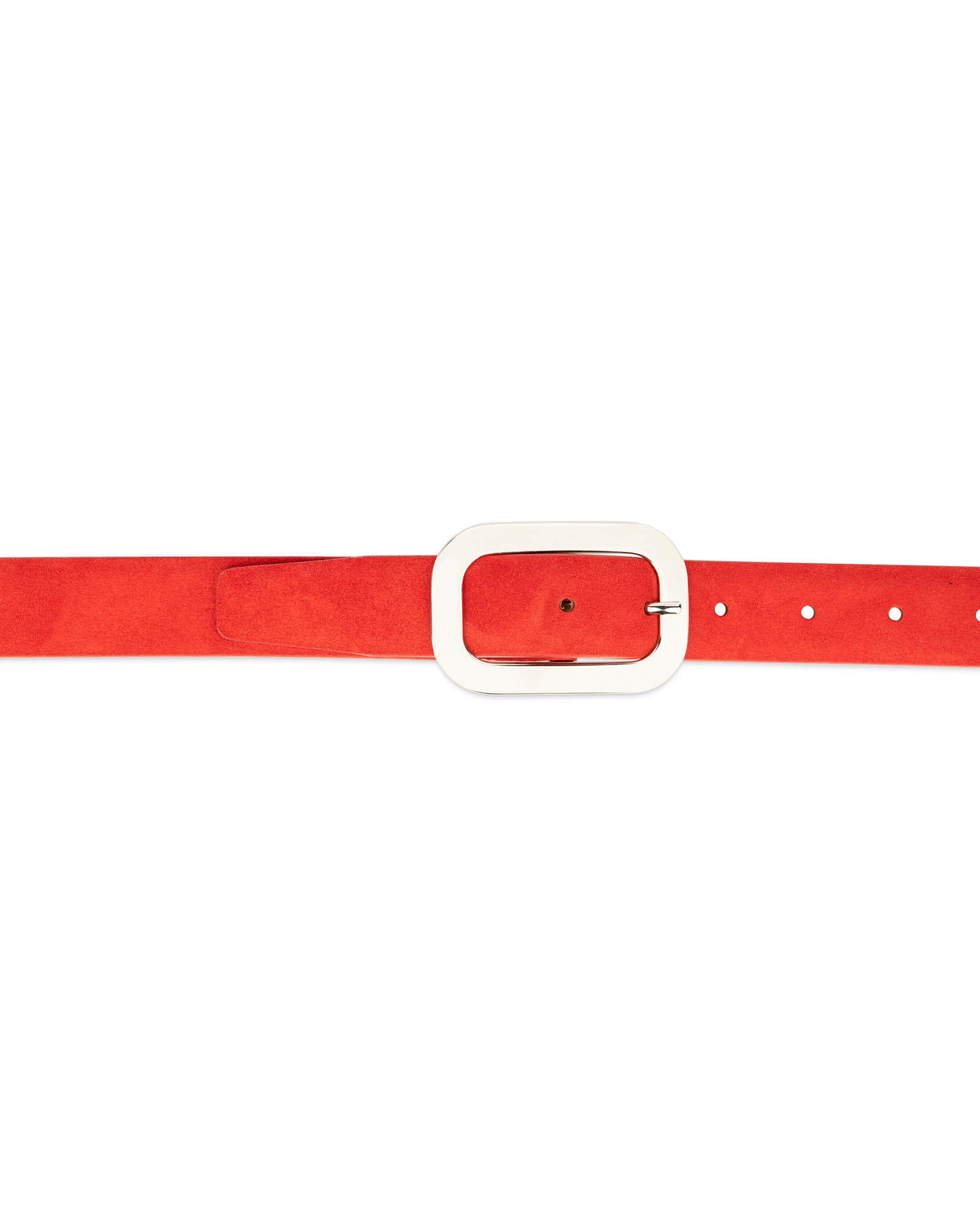 Buy Red Suede Belt With Oval Womens Buckle | LeatherBeltsOnline.com