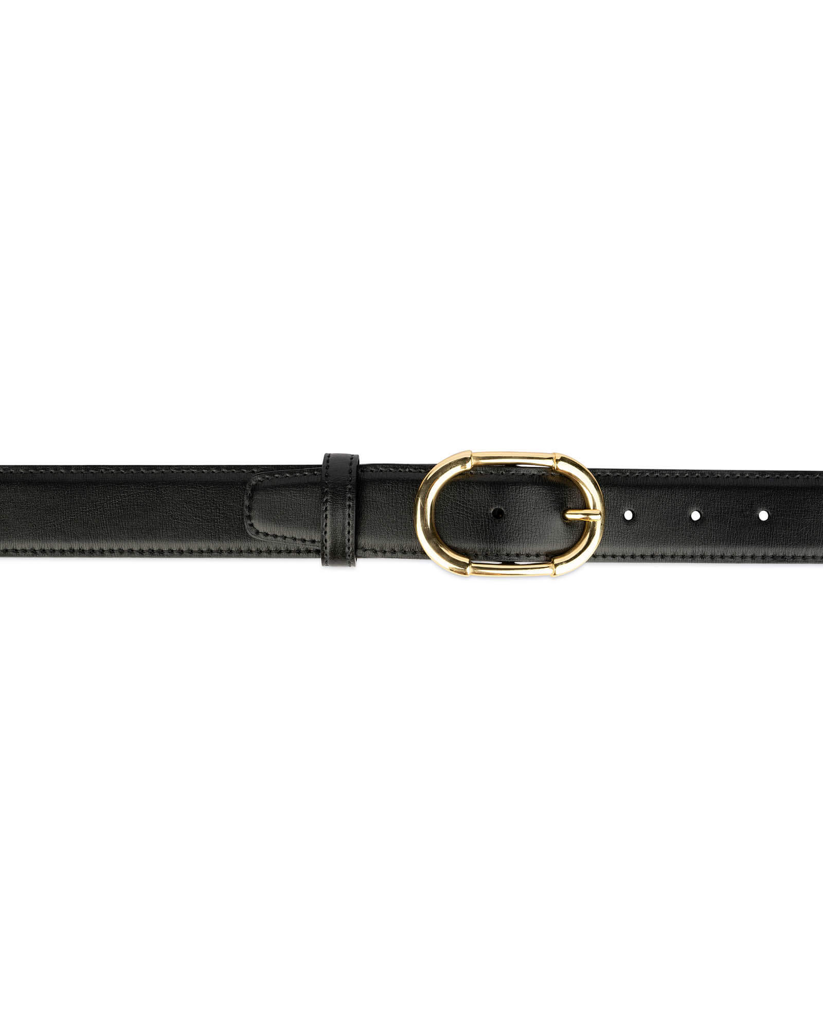 Buy Womens Black Belt Gold Buckle | LeatherBeltsOnline.com