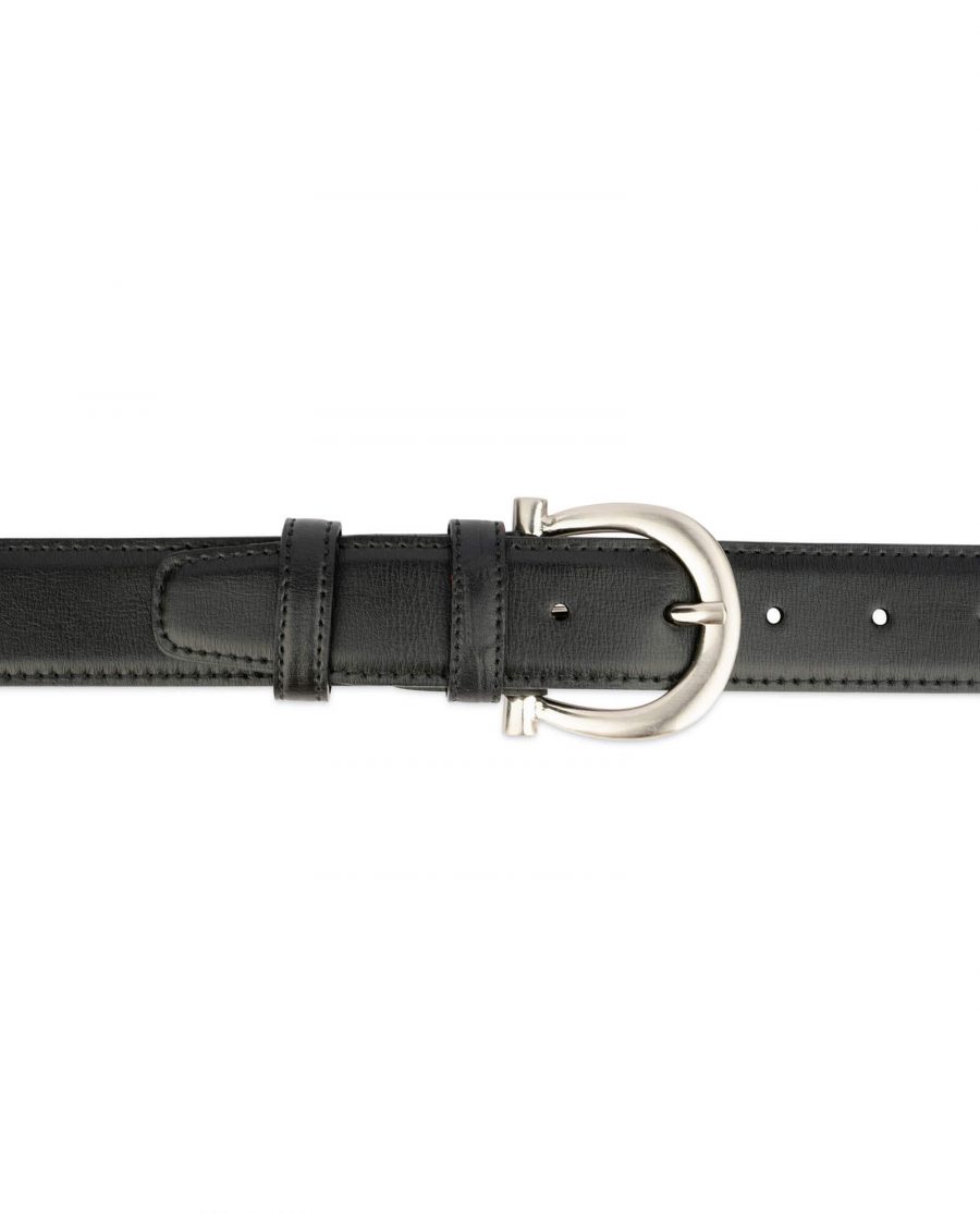 womens black leather belt with stylish buckle 3