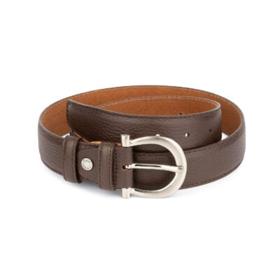 womens brown leather belt with italian buckle 2