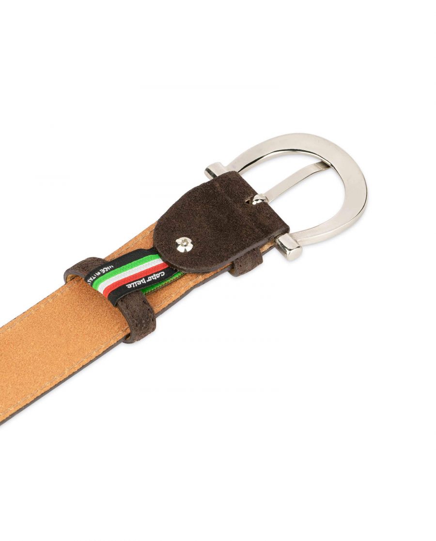 womens brown suede belt with italian buckle 1 1