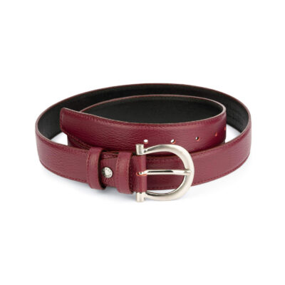 womens burgundy belt with italian buckle 1