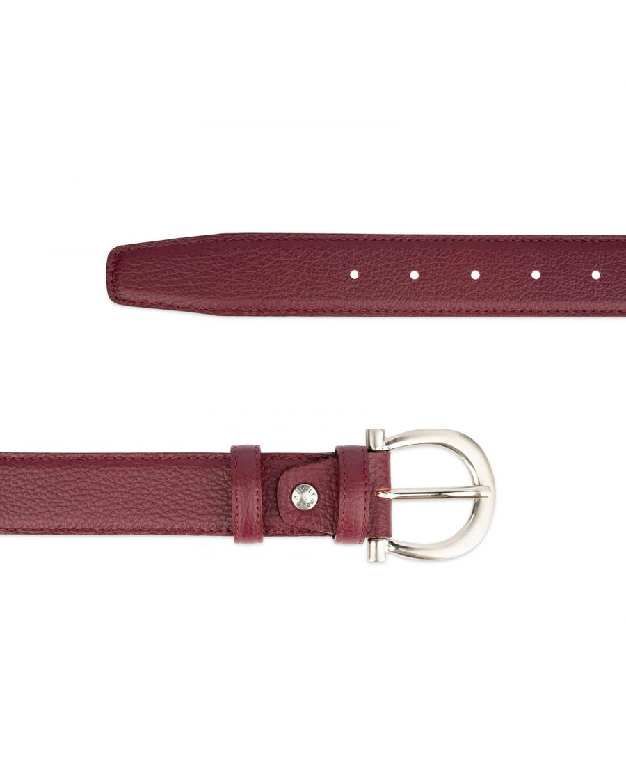 womens burgundy belt with italian buckle 2