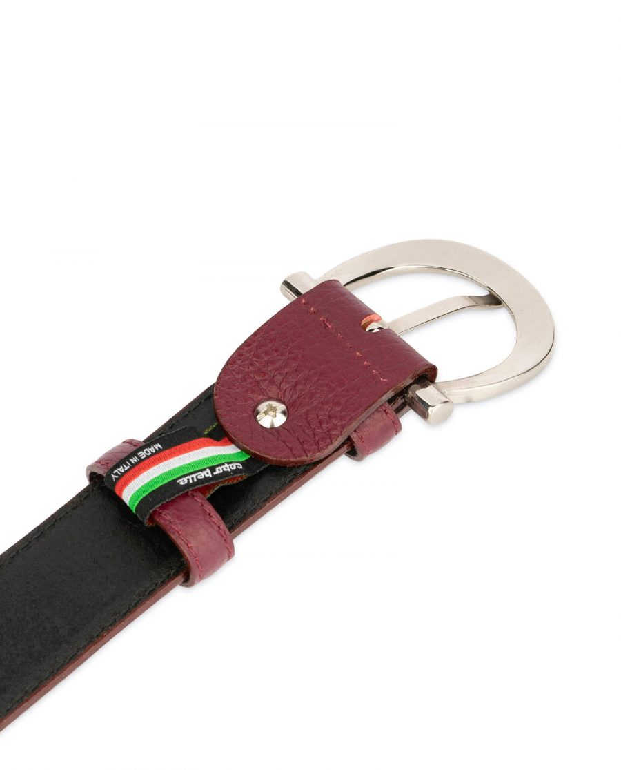 womens burgundy belt with italian buckle 4