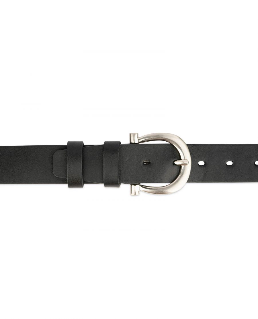 womens full grain leather belt with silver buckle 3