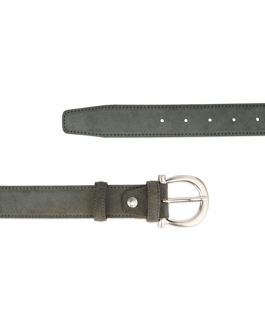 womens gray belt suede leather with italian buckle 3
