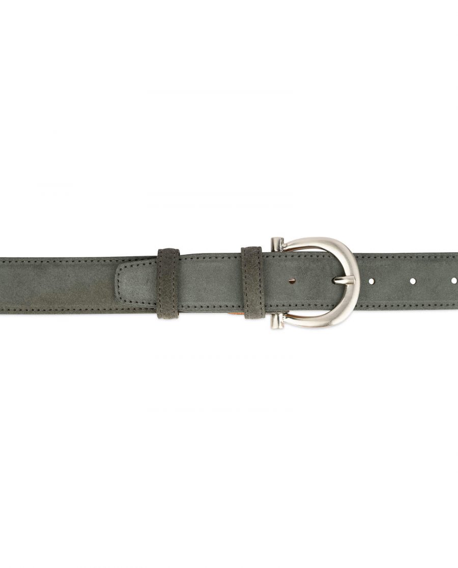 womens gray belt suede leather with italian buckle 4