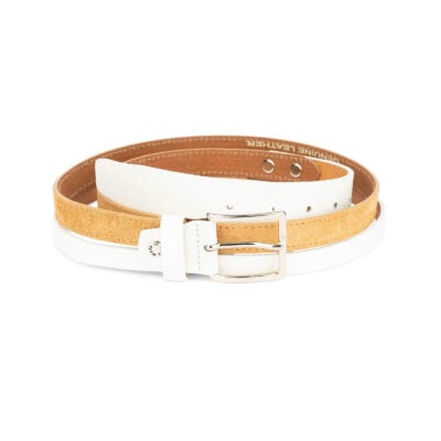 womens multi color belt beige white 2