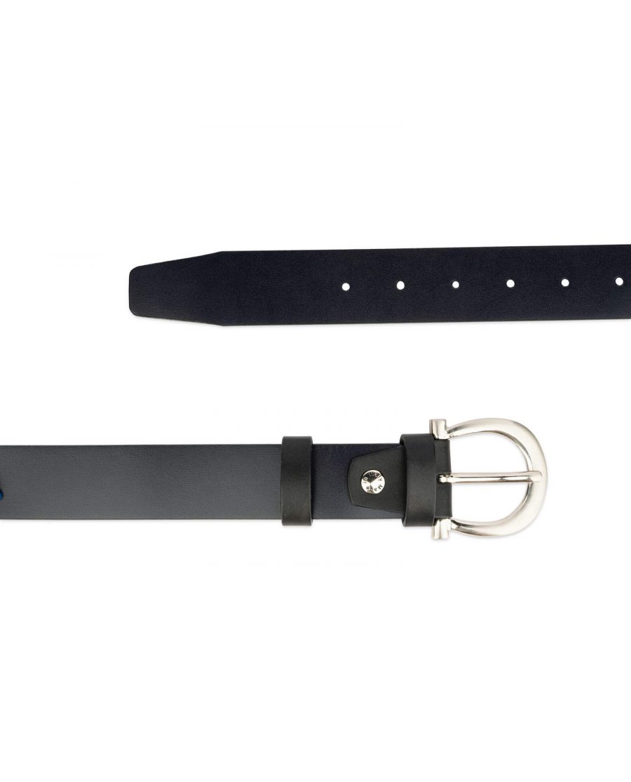 womens navy blue belt with horse shoe buckle 2