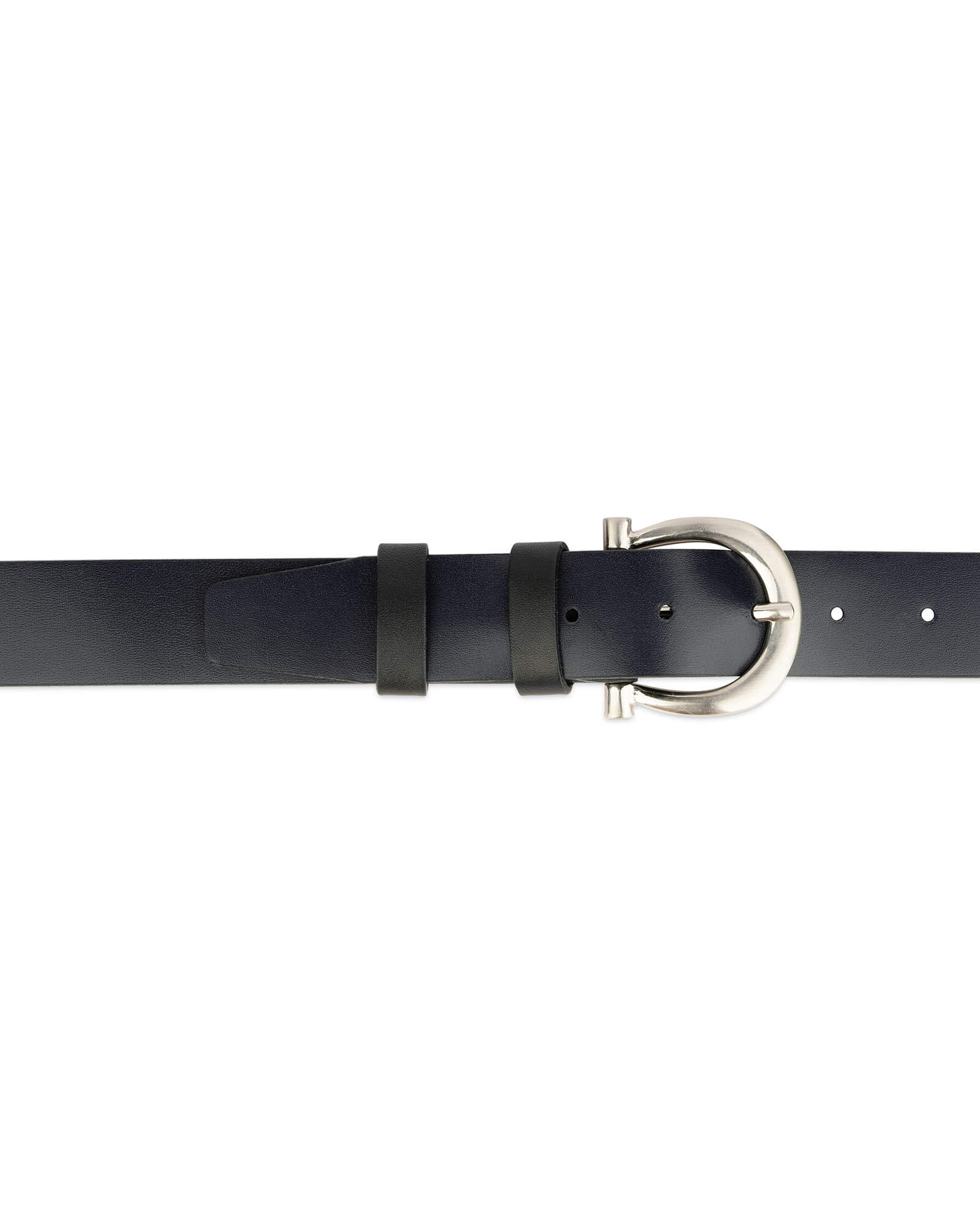 Buy Womens Navy Blue Belt With Horse Shoe Buckle | LeatherBeltsOnline
