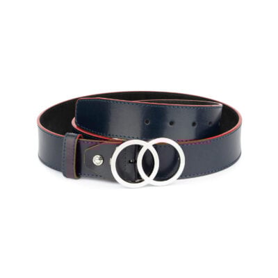 womens navy blue two circle buckle belt 2