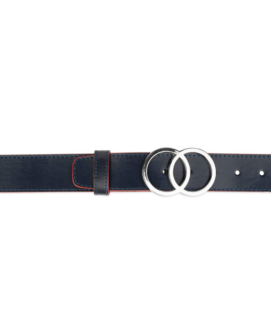 womens navy blue two circle buckle belt 3