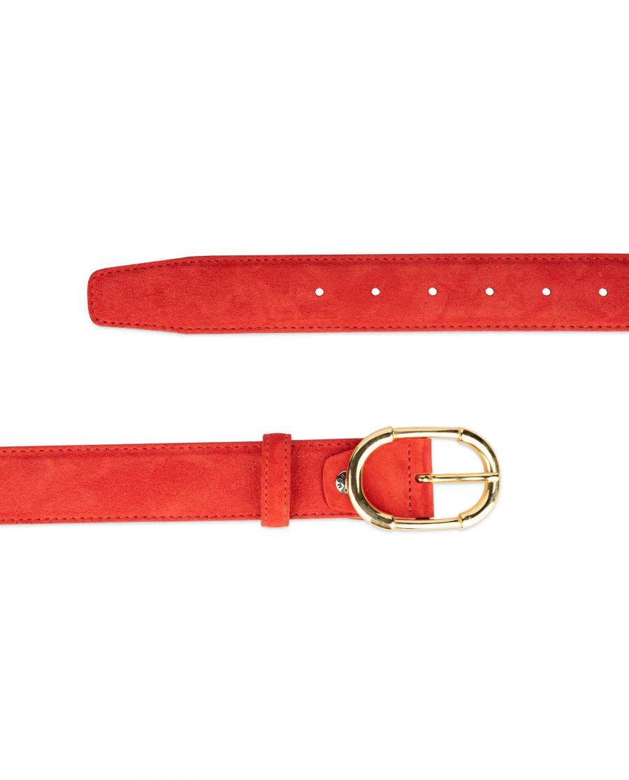 womens red leather belt with gold buckle 6