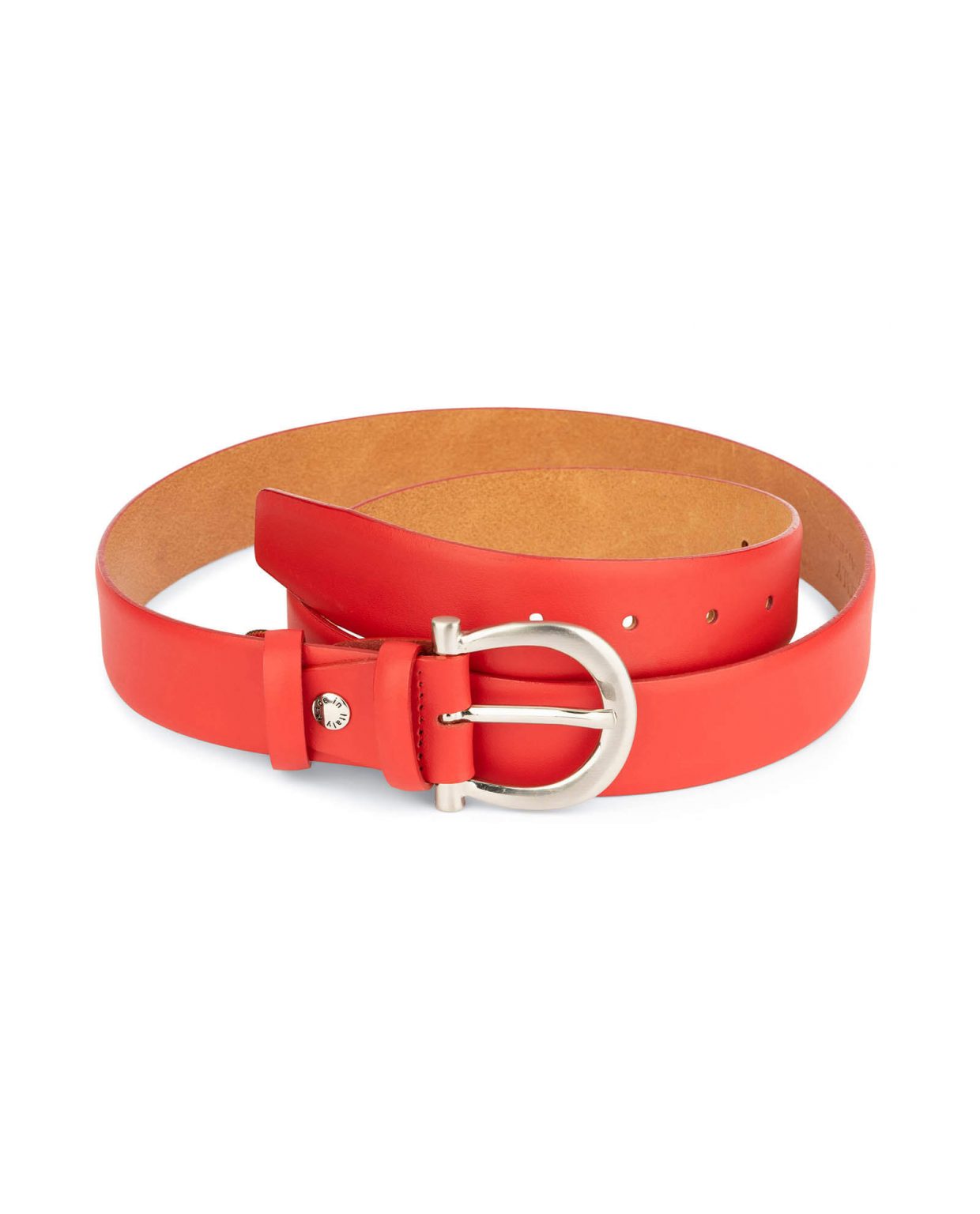 Buy Womens Red Leather Belt With Italian Buckle | LeatherBeltsOnline